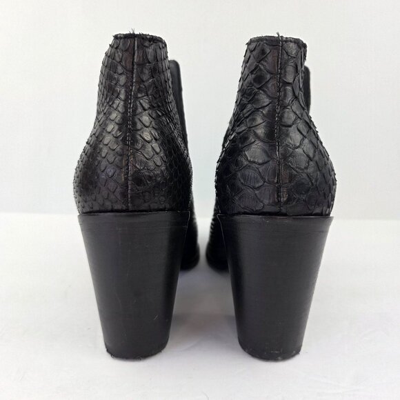 Lucchese Alma Exotic Black Python Vamp Leather Ankle Booties 9.5M - Picture 6 of 13